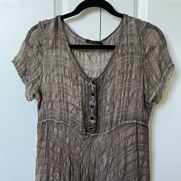 Grizas Silk Textured Bubble Midi Dress Womens S Gray Lagenlook Boho Artsy - Picture 5 of 13